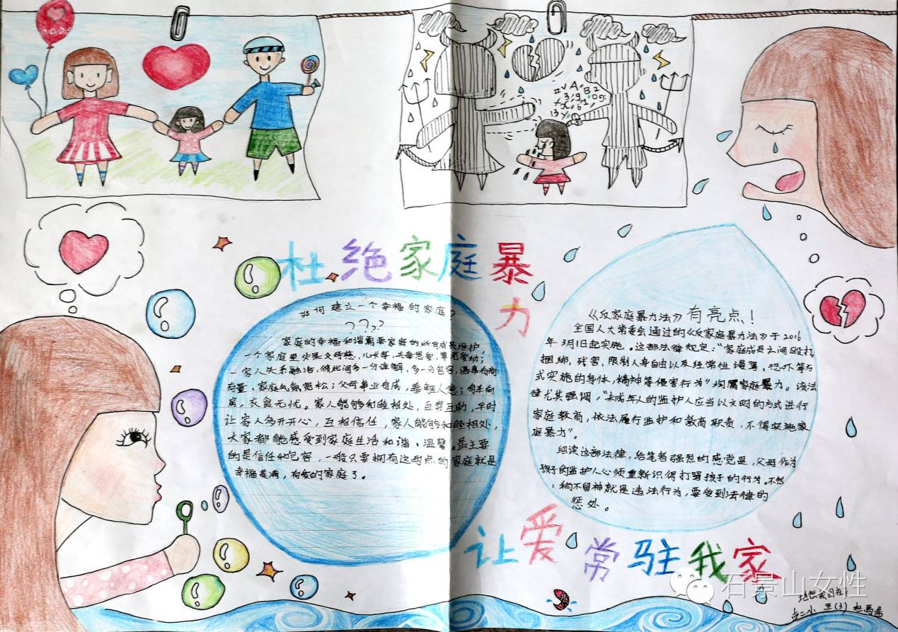 拒绝暴力关爱妇女手抄报,防止欺凌拒绝暴力手抄报