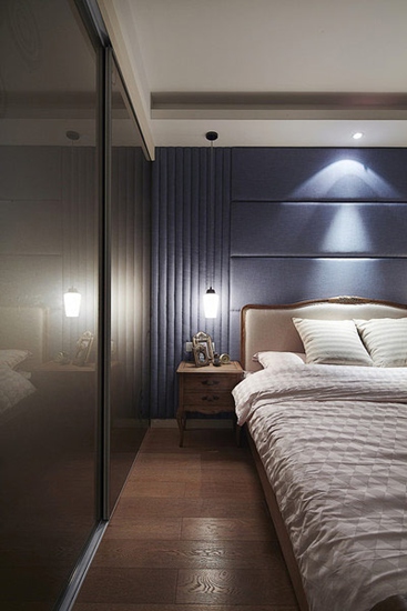 榻榻米软包床头效果图,简约主卧床头软包效果图