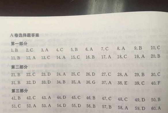 2016年陕西高考英语试题以及标准答案