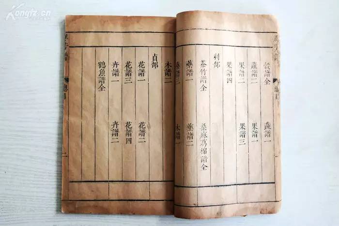 碧杜红蘅男紫女青丨明版《二如亭群芳譜》两函二十四册全