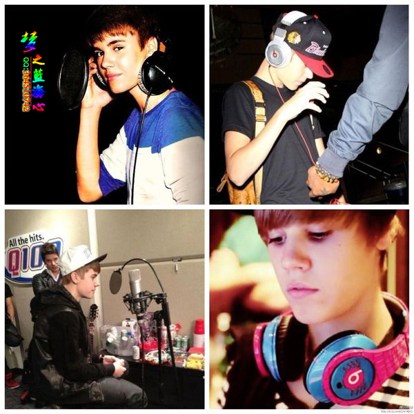 贾斯汀比伯戴头戴式耳机,比伯戴beats耳机