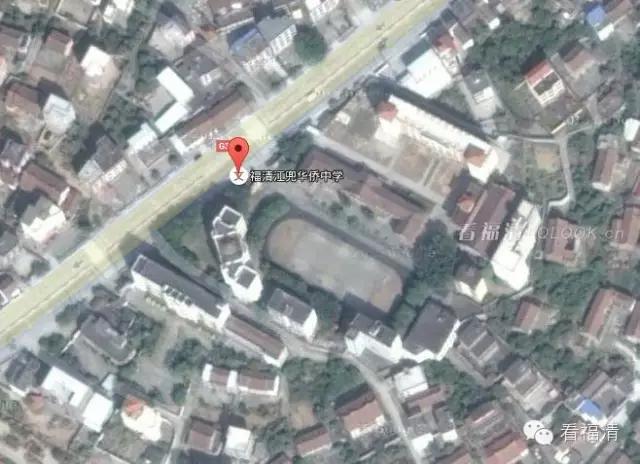 航拍福清市学校,可以看到学校内部的卫星地图
