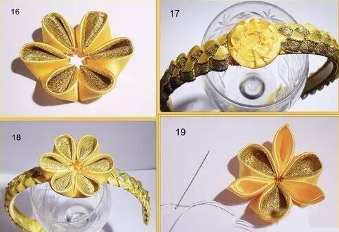 丝带五瓣花发卡制作教程,diy手工制作蝴蝶结小发卡