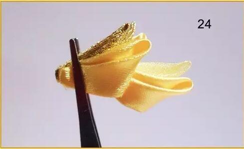 丝带五瓣花发卡制作教程,diy手工制作蝴蝶结小发卡