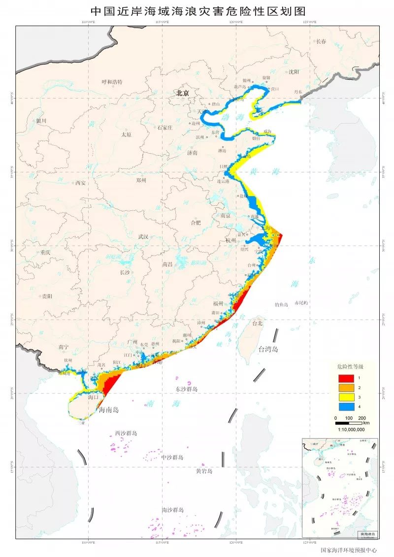 我国近海海洋灾害具有明显差异性,海洋灾害风险区划图