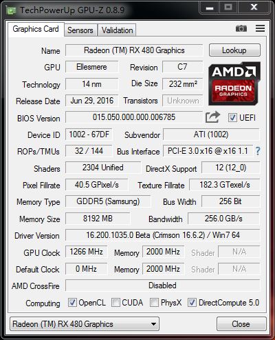 蓝宝石rx480吃鸡测试,蓝宝石rx4808g超白金功耗