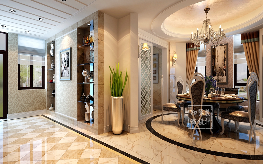 230平米餐厅吊灯壁纸,欧式壁纸灯盘效果图