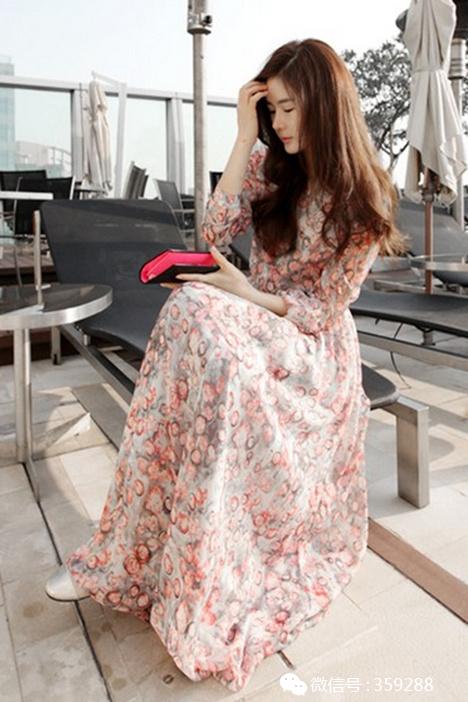 碎花连衣裙推荐雪纺裙,雪纺碎花裙垂直感