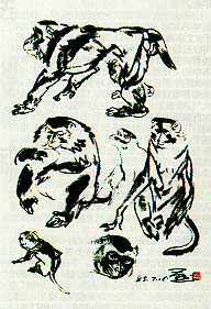 国画猴子作品寓意,国画猴子的基本画法