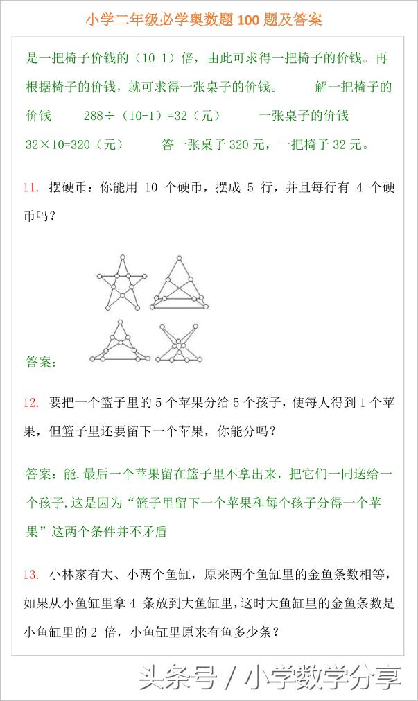 小学二年级必学奥数题100题及答案,小学奥数题讲解视频二年级下册