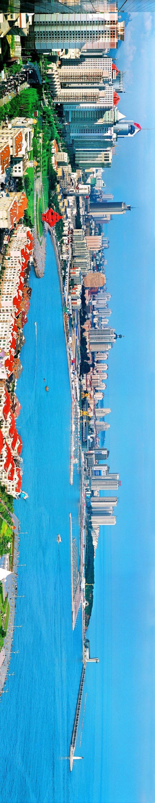 青岛胶州湾大桥全景照片,青岛中山公园全景照片