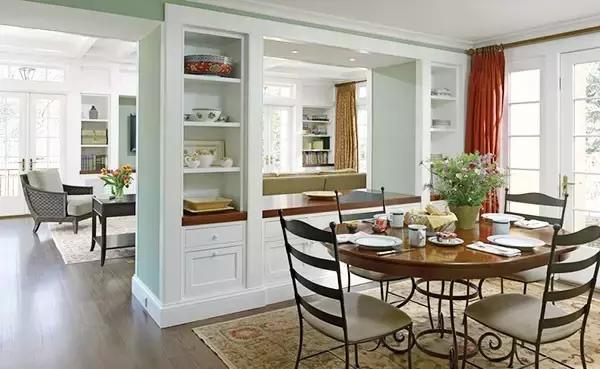 餐厅客厅垭口隔断柜造型效果图,客餐厅一体隔断柜怎么做好看