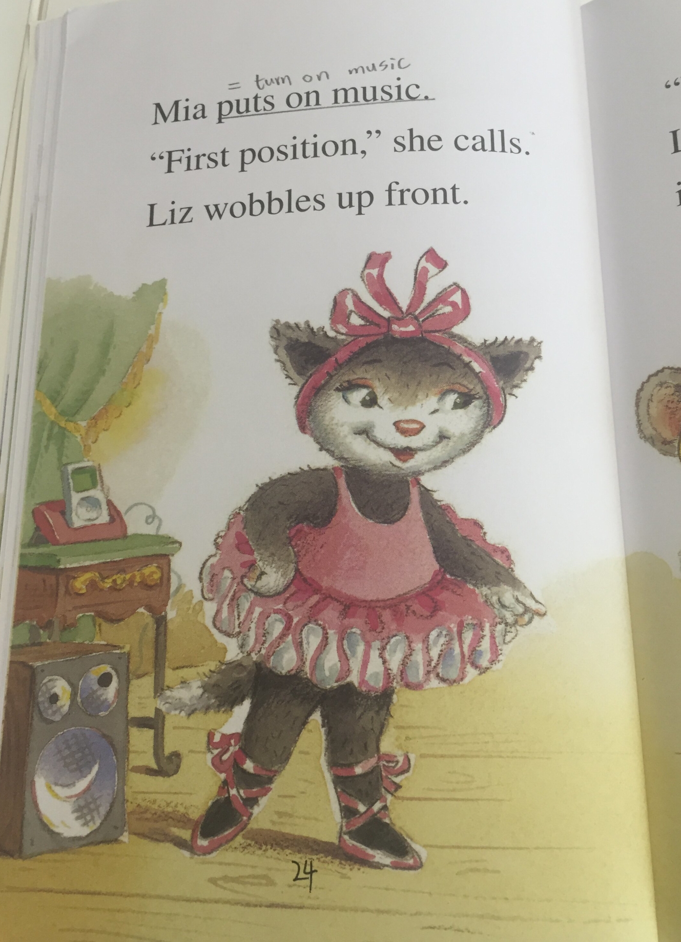 跟小猫Mia绘本学跳舞相关的英文,服装、舞蹈动作应有尽有