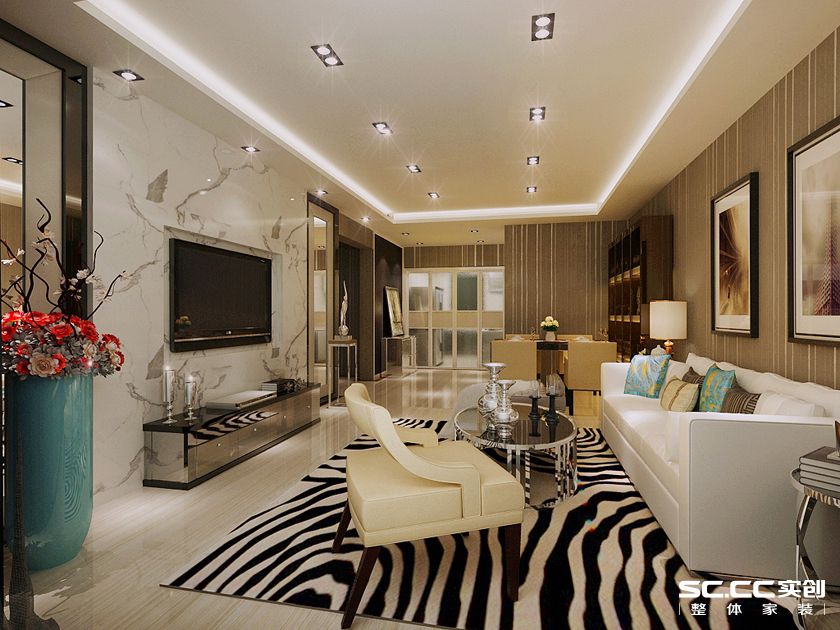 120港式轻奢装修效果图,时光小镇意式极简风格装修设计