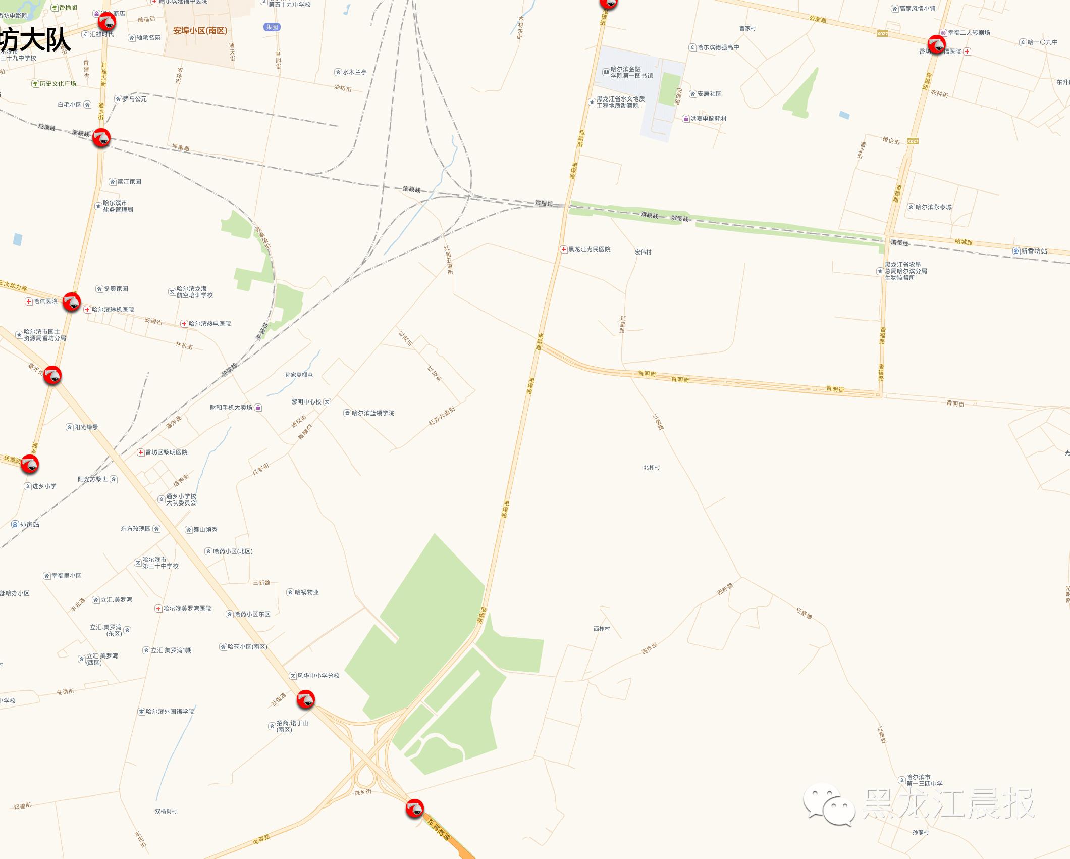 哈尔滨各路段监控,哈尔滨监控地图