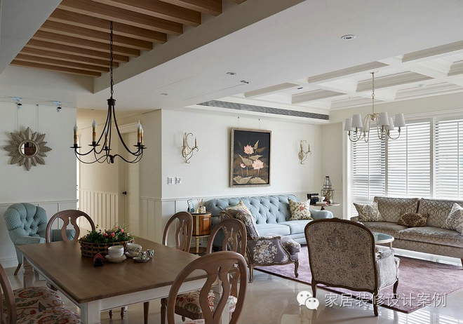 美式乡村温馨质朴,美式乡村风格挑空客厅沙发背景墙