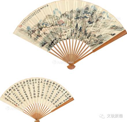 扇面作品65幅扇子拍卖价格,清代十三行檀香折扇拍卖价格