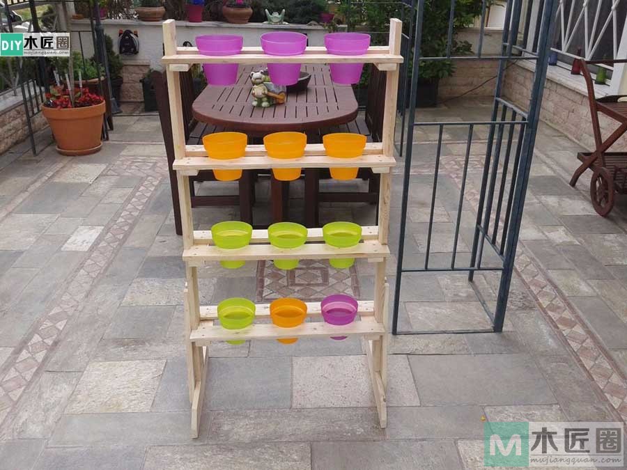 自制木头室内花架最简单的方法,阳台养花怎么做花架子图片