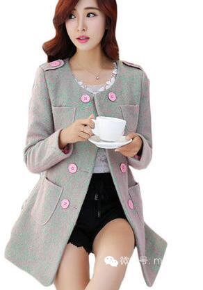 高品质复古英伦风毛呢外套女 (英伦雅痞风格毛呢中长外套)