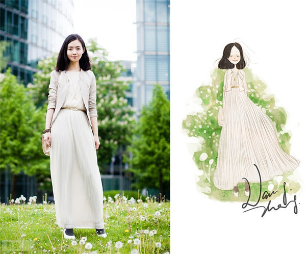 妹妹给自己画插画,把自己和女朋友的日常画成插画