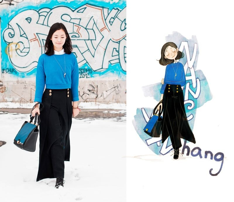 妹妹给自己画插画,把自己和女朋友的日常画成插画