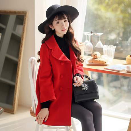 甜美风呢子大衣搭配裤子 (女童呢子大衣春秋甜美)