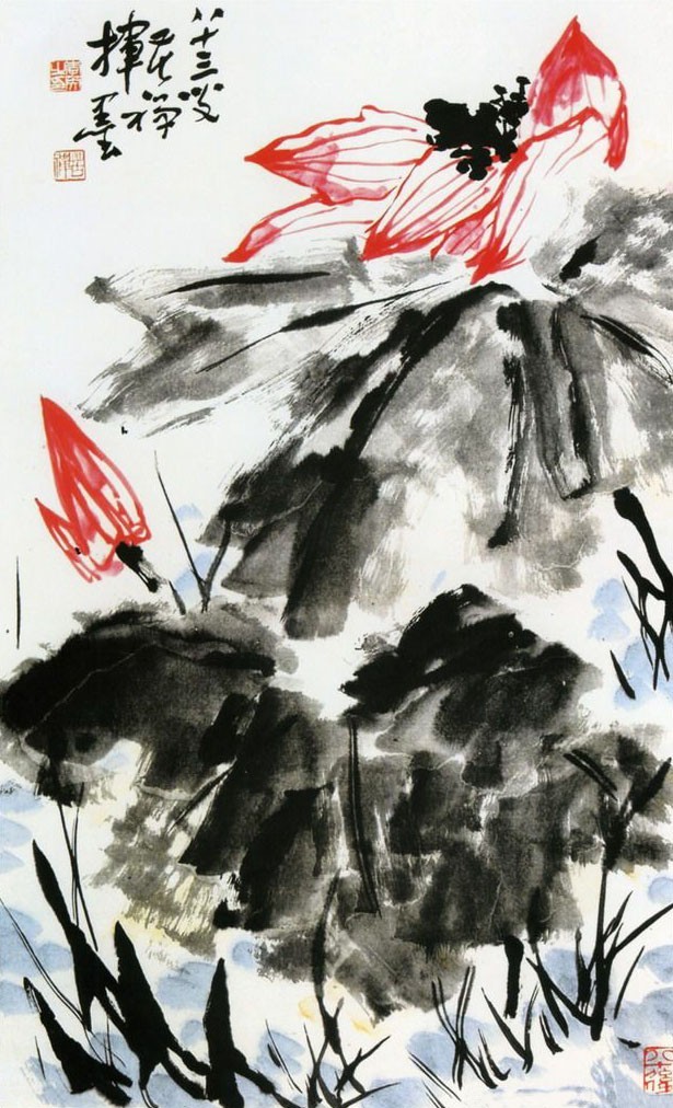 名家国画黄永玉先生的荷花,历代国画荷花作品图片及价格