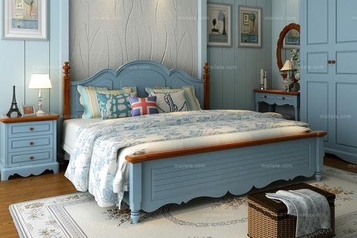 意式轻奢简约双人床家居,轻奢实木床现代简约美式双人床