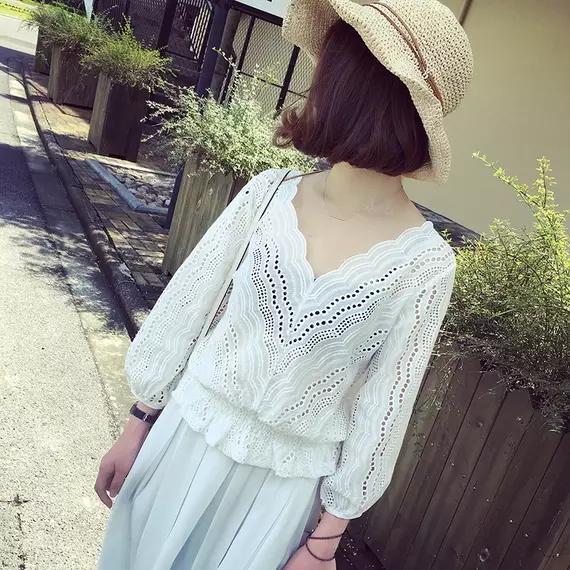 蕾丝小众高级感小衫夏,高品质蕾丝衫时尚百搭