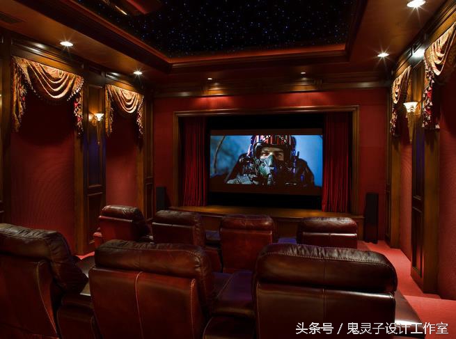 家里的娱乐室装修效果图,轻奢风格视听室装修效果图