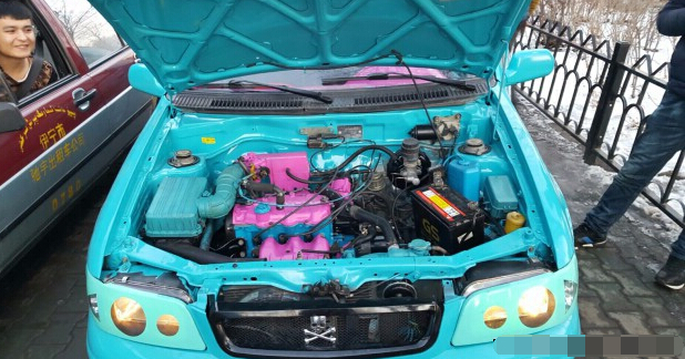 这可能是史上最艳丽的夏利，车主的心是粉嫩的