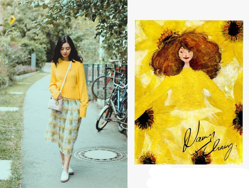 妹妹给自己画插画,把自己和女朋友的日常画成插画