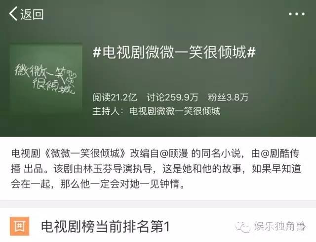 “微微一笑”点击破5亿，华策三屏联动搅动娱乐生态