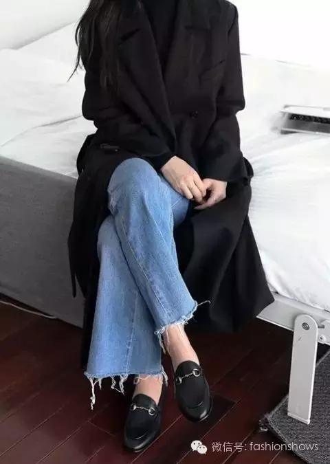 藏青色复古慵懒风套装裤子,秋冬流行趋势裤子