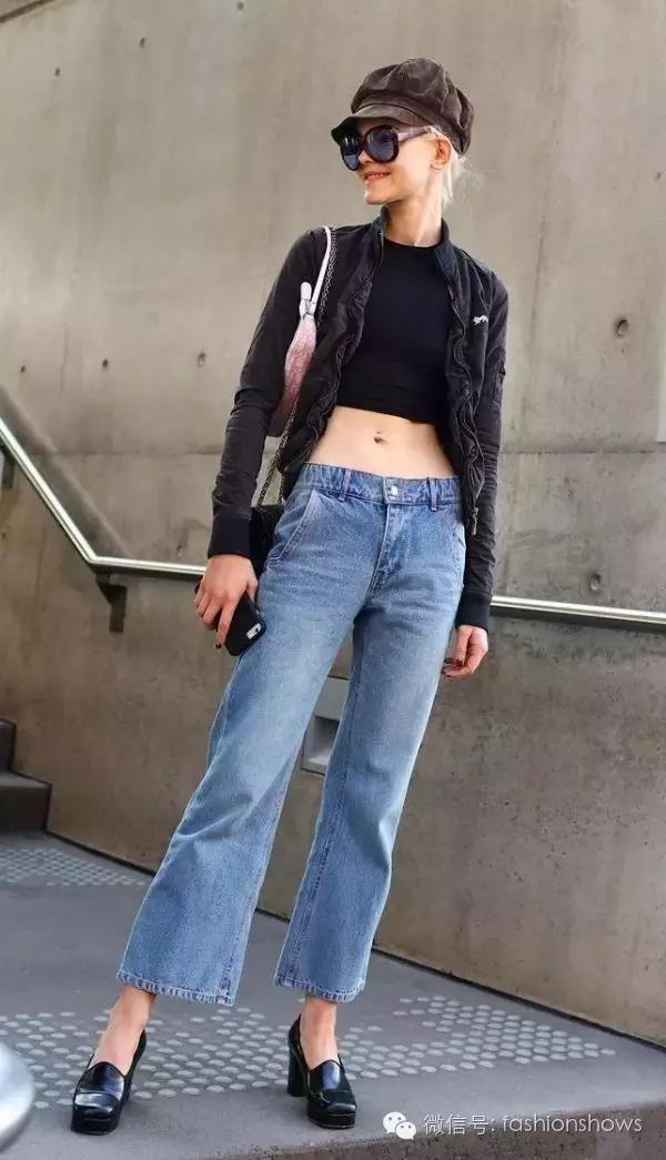 藏青色复古慵懒风套装裤子,秋冬流行趋势裤子