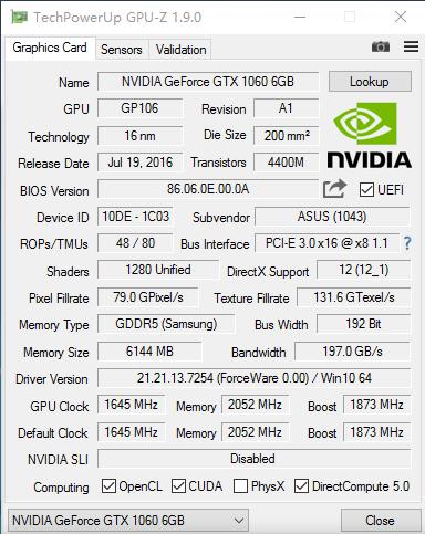 华硕roggtx10606g跑分,华硕rog冰刃新锐gtx1070