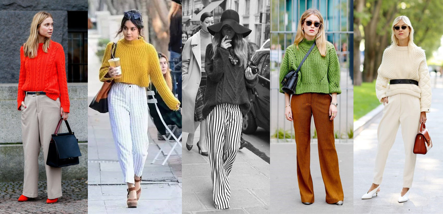 粗棒针毛衣宽松慵懒风搭配,拯救圆领粗针织毛衣穿搭