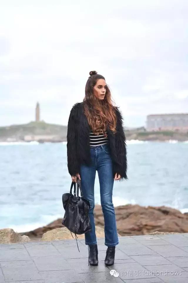 藏青色复古慵懒风套装裤子,秋冬流行趋势裤子