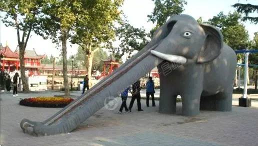 迎泽公园以前儿童乐园的大象滑梯,迎泽公园滑梯大象