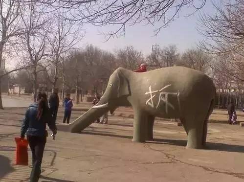 迎泽公园以前儿童乐园的大象滑梯,迎泽公园滑梯大象