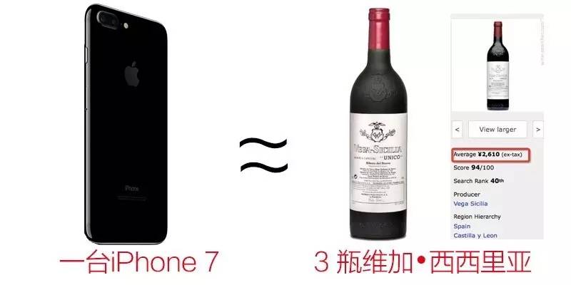 一台“IPhone7”，可以喝到多少瓶葡萄酒界的“酒王”？