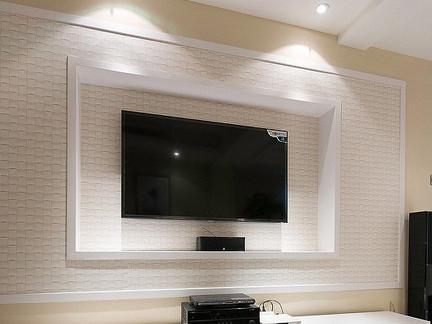 最新款硅藻泥电视背景墙效果图,简单大气硅藻泥电视背景墙效果图