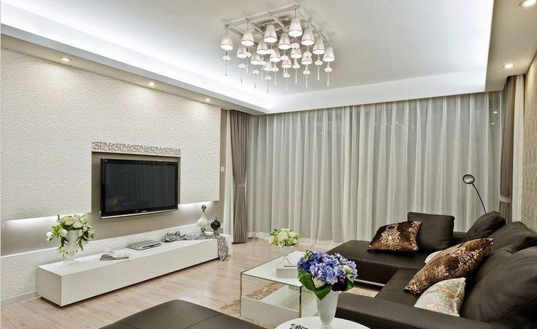 最新款硅藻泥电视背景墙效果图,简单大气硅藻泥电视背景墙效果图