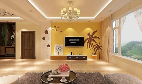 最新款硅藻泥电视背景墙效果图,简单大气硅藻泥电视背景墙效果图