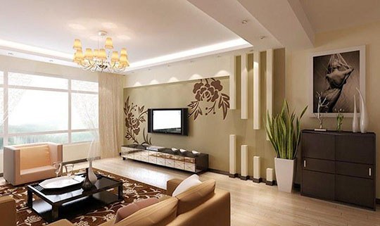 最新款硅藻泥电视背景墙效果图,简单大气硅藻泥电视背景墙效果图