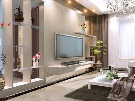 最新款硅藻泥电视背景墙效果图,简单大气硅藻泥电视背景墙效果图