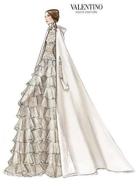 valentinogaravan官方手稿,valentino品牌红色礼服