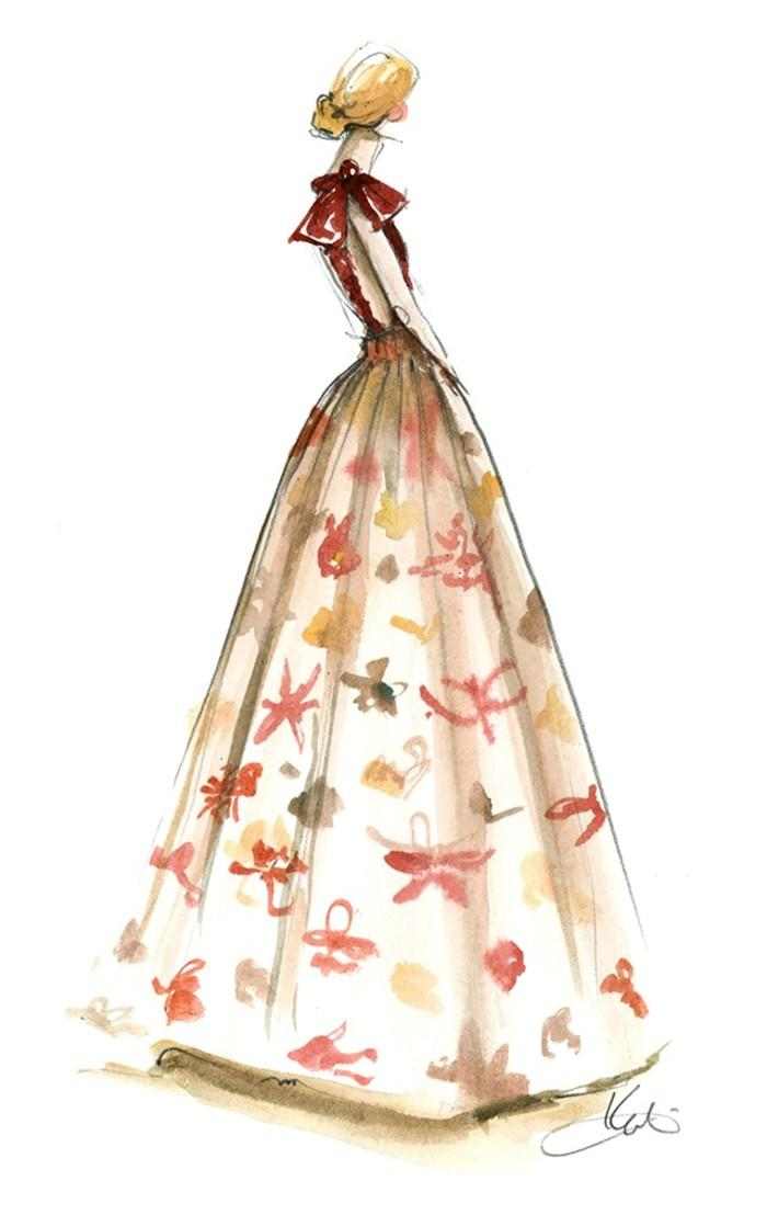 valentinogaravan官方手稿,valentino品牌红色礼服