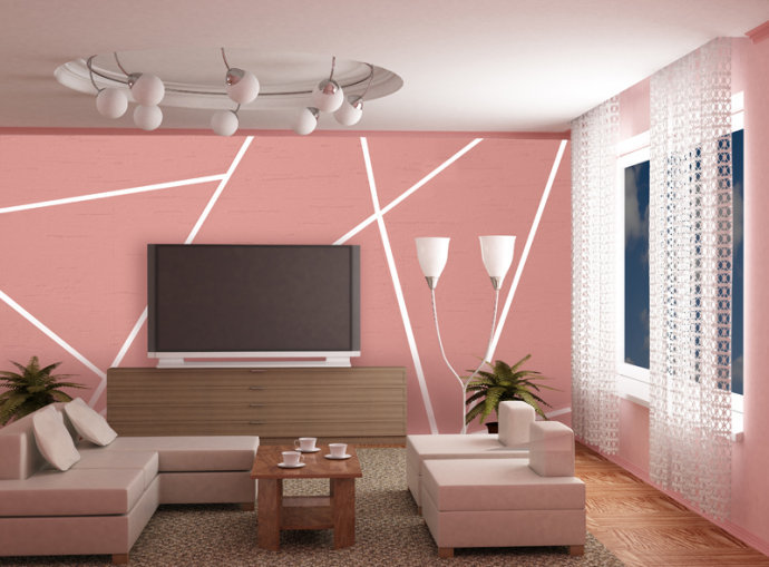 最新款硅藻泥电视背景墙效果图,简单大气硅藻泥电视背景墙效果图