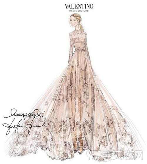 valentinogaravan官方手稿,valentino品牌红色礼服